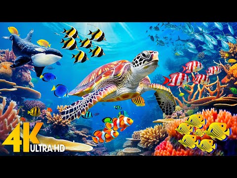 Under Red Sea 4K - Beautiful Coral Reef Fish in Aquarium, Sleep Meditation Music - 4K Video UHD #5