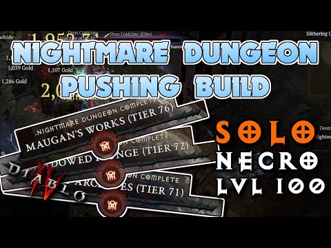 Diablo 4 | Necromancer SOLO Tier 70+ Nightmare Dungeon | Bone Spear Build