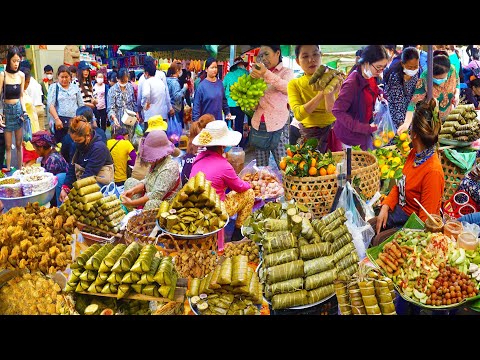 Cambodian Market Food Compilation - Market Food On Busy Day Vs Normal Day @ Boeng Trabaek