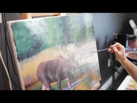 Painting a Moose in a Pond