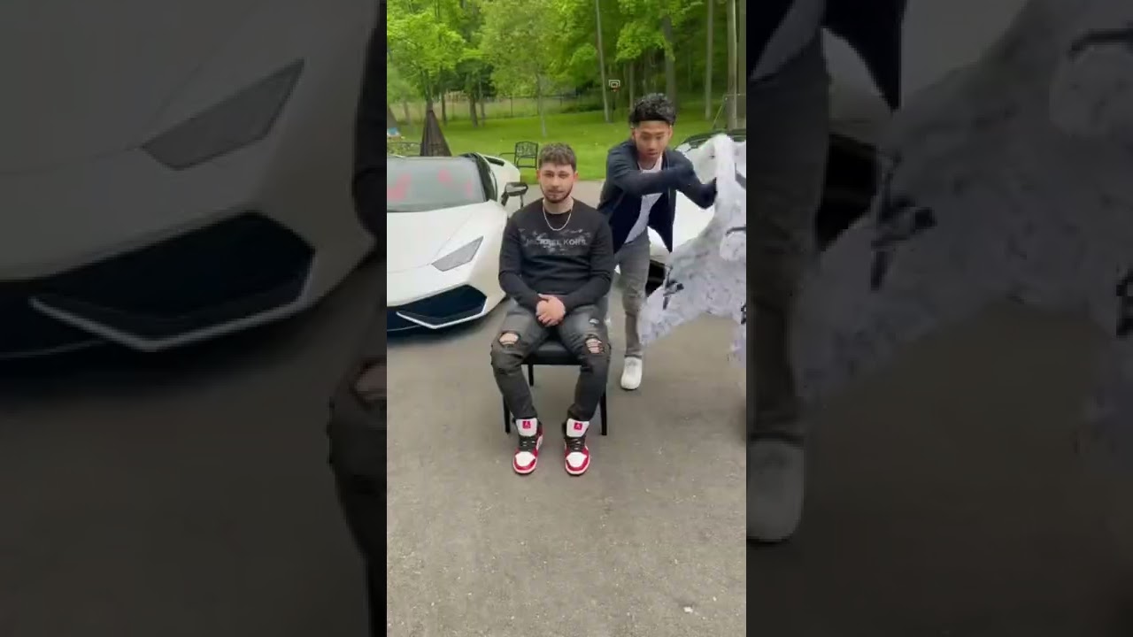 TEEN barber gives a MILLIONAIRE a haircut!! 😨💰#haircut #barber #lamborghini #viralvideo