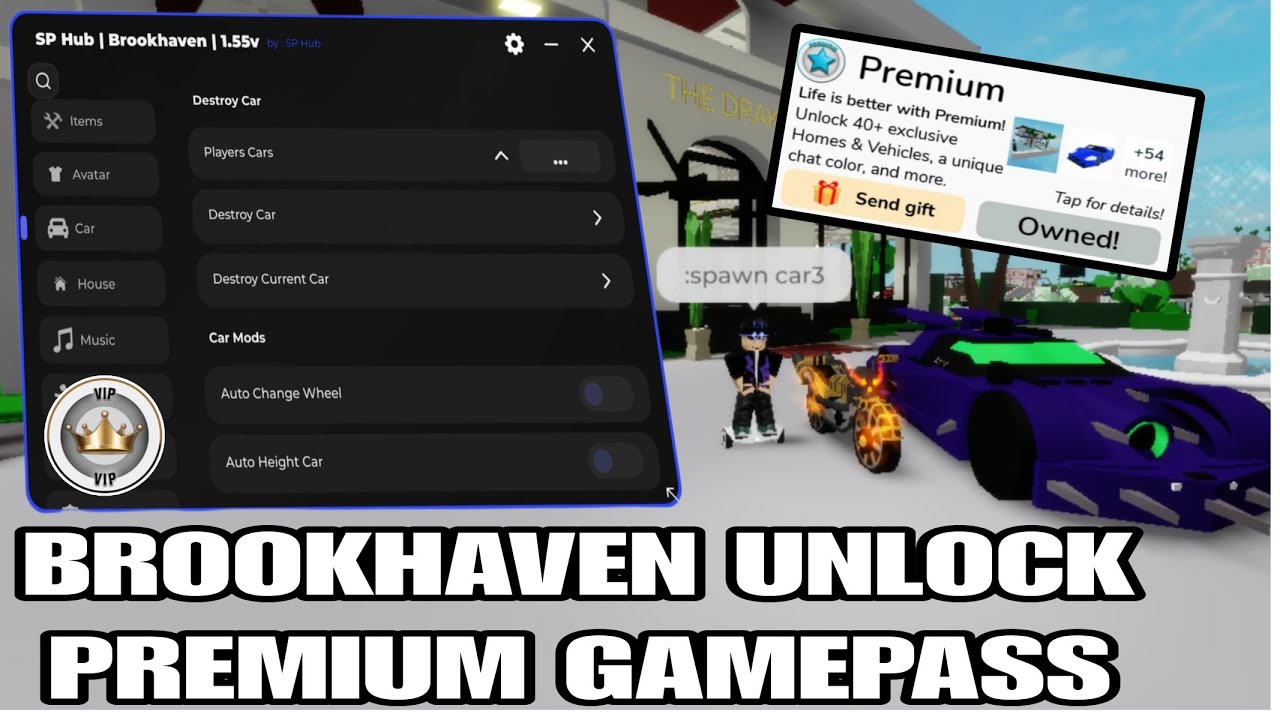 Brookhaven Unlock Gamepass and Premium Script | Redzhub