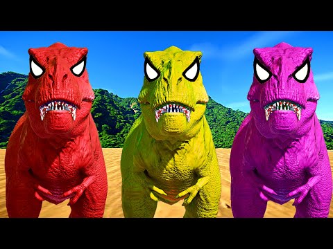 Jurassic World Evolution -Tyrannosaurus Rex Color Pack Vs Indominus Rex, Spinosaurus Dinosaurs Fight