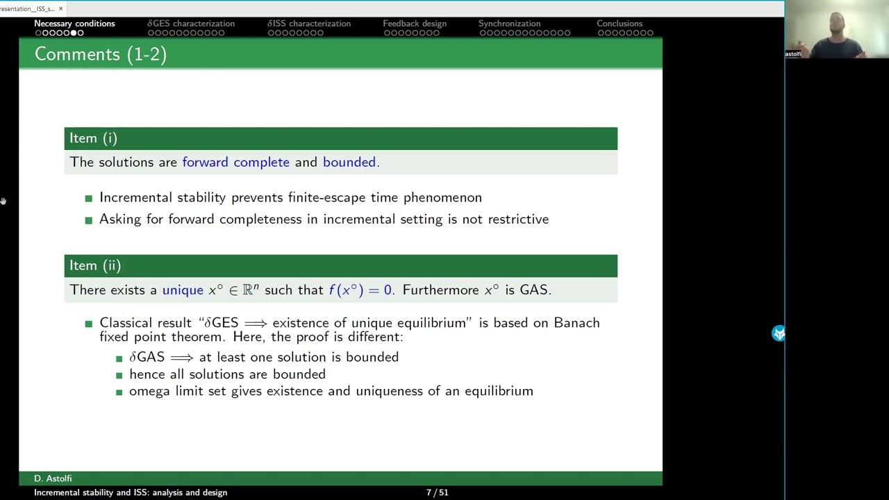 D. Astolfi. Incremental stability and ISS: analysis and design