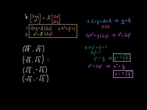 Conclusión del ejemplo presentado en la introducción a los multiplicadores de Lagrange-Khan Academy