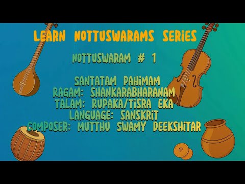 Learn Nottuswarams series | Nottuswaram 1| Santatam Pahimam Shankarabharanam-Mutthu swami Deekshitar