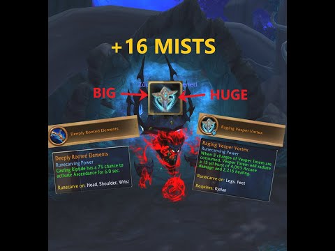 +16 MISTS!! | Resto Shaman Gameplay! | Deeply Rooted Elements + Kyrian! | VESPER TOTEM SLAPS SO HARD