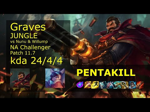 Graves Jungle vs Nunu & Willump - NA Challenger 24/4/4 Patch 11.7 Gameplay