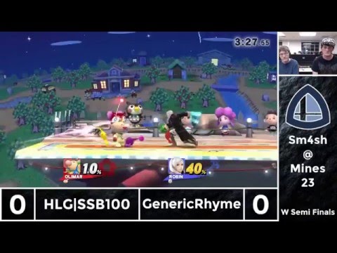 Sm4sh@Mines 23 - HLG|SSB100 (Olimar) Vs. GenericRhyme (Robin, Cloud) - Winners Semifinals