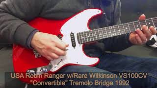 Video thumbnail for Robin Ranger w/Rare Wilkinson USA VS100CV "Convertible" Tremolo Bridge 1993 Transparent Fiesta Red by 121212 Guitars
