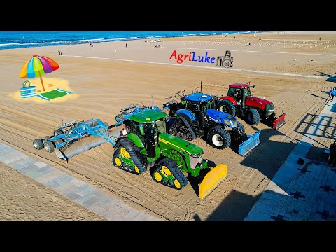 Più di 1100 CV in SPIAGGIA | Spianatura Spiaggia con John Deere 8RX New Holland T8 e Case Magnum