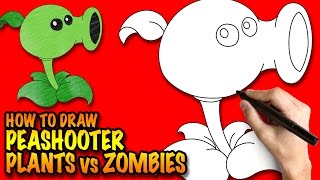 How to draw Peashooter - Plants vs Zombies - Easy step-by-step drawing lessons for kids