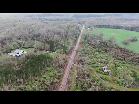 03-26-2021 Centreville, AL - Wide Shot of Tornado Path along Roadway [Shot 2]