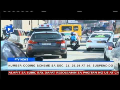 Number coding scheme sa Dec. 23, 26, 29 at 30, suspendido