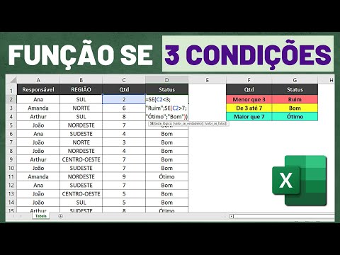 Função Se com 3 Condições | Como fazer Função SE no Excel com Várias Condições