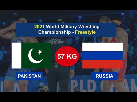 PAKISTAN vs  RUSSIA, Muhammad Amir vs Tuskaev Azamat, World Military Wrestling 2021, 57kg