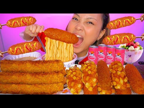 MUKBANG KOREAN SNACKS CORNDOG, TTEOKBOKKI AND SUPER 1/4 METER LONG CHICKEN 😱 | ASMR REDDOG INDONESIA