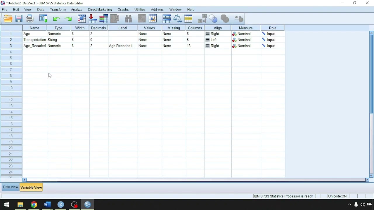 Recoding Variables for Frequency Distribution Table in SPSS