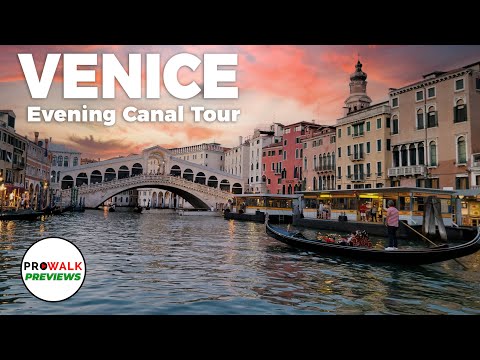 Grand Canal of Venice Evening Boat Tour - 4k 60fps with Captions