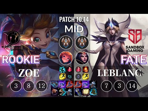 IG Rookie Zoe vs SB FATE LeBlanc Mid - KR Patch 10.14