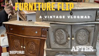 Vintage Vlogmas Day 1: Furniture flip | No sanding or stripping | LOVED the result!