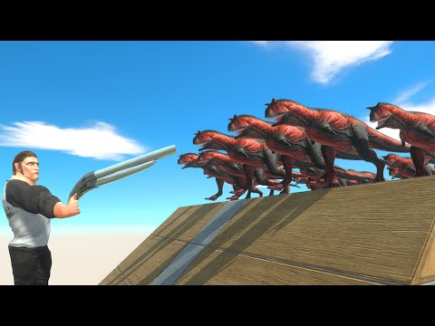 The fall of 100 units on the narrow bridge - Animal Revolt Battle Simulator