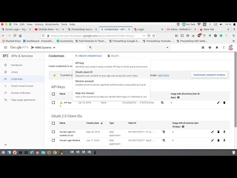 Prestashop configure social login module with Google apps.