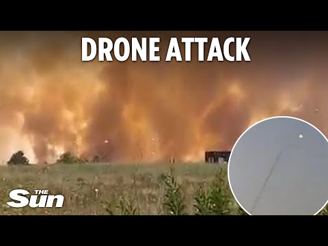 Fires rage after Hezbollah terror drones strike Israel - as other rockets blasted out of the sky