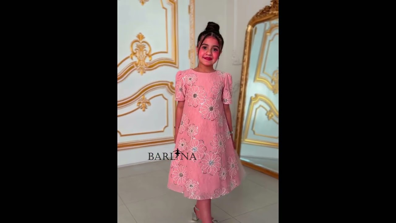 فستان بناتي وردي بتل خلفي - 5 سنوات