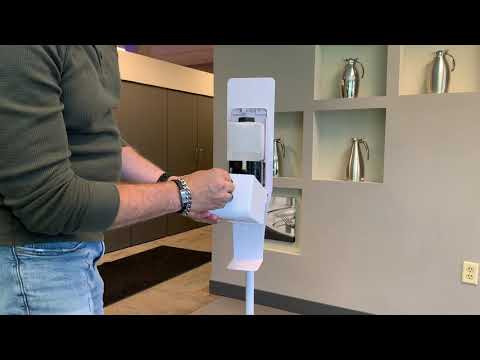 Service Ideas ADISPWSTD Touchless Hand Sanitizer Floor Dispenser, White, 54"H, battery (6-AA) operated