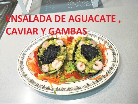 ENSALADA DE AGUACATE CON GAMBAS Y CAVIAR 🥑 RECETA PASO A PASO 🦐