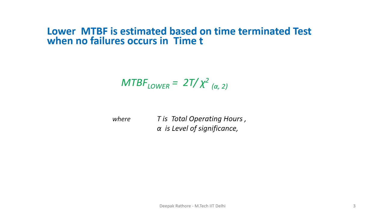 Quantification-Reliability (MTBF/MTTR), Availability using Chi-Squared Distribution