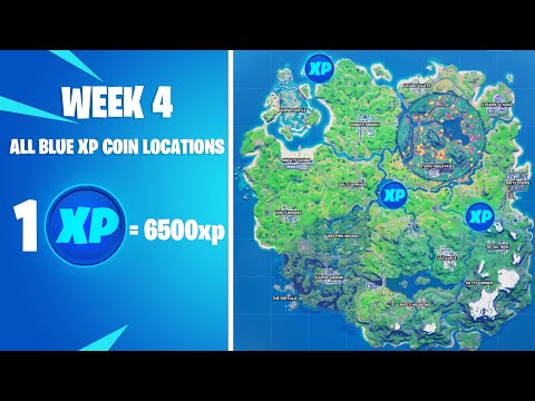 All 3 Blue Xp Coin Locations Week 4! Fortnite All Blue Xp Coins - Fortnite Season 4