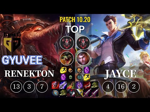 GEN gyuvee Renekton vs Jayce Top - KR Patch 10.20