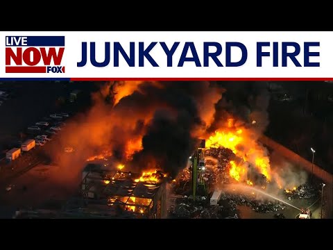 Video | Massive junkyard fire rages in New Jersey | LiveNOW from FOX