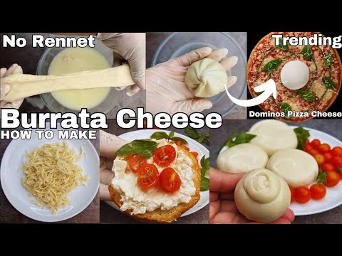 How to make Burrata Cheese at home without Rennet - Pizza Cheese/Mozzarella Cheese