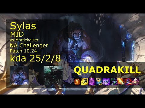 Sylas Mid vs Mordekaiser - NA Challenger 25/2/8 Patch 10.24 Gameplay