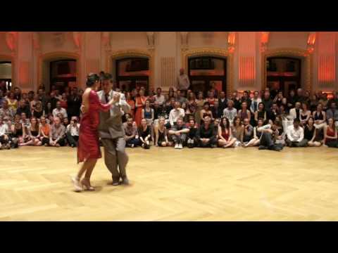  Roxana Suarez  and  Sebastian Achaval  are  dancing  to  the  milonga  "  Todos te quieren  "  by  Ángel D'Agostino  at  TangoAmadeus  in  2015