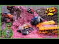 Monster Trucks Lava  Super Chargers Building Dirt Pile Race Track with Dirt Squad