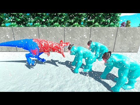SANTA SPIDER-MAN T REX vs 3 SNOWMEN GORO DEATHRUN - Animal Revolt Battle Simulator