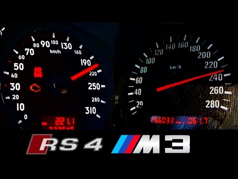 Audi RS4 vs BMW M3 Acceleration + Exhaust Sound Autobahn Onboard E36 B5 Vergleich Test