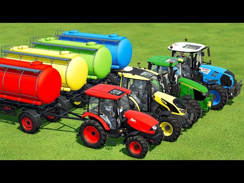 ZETOR, VALTRA, JOHN DEERE & CLAAS TRACTORS vs DEATH FALL PARKOUR - Farming Simulator 22