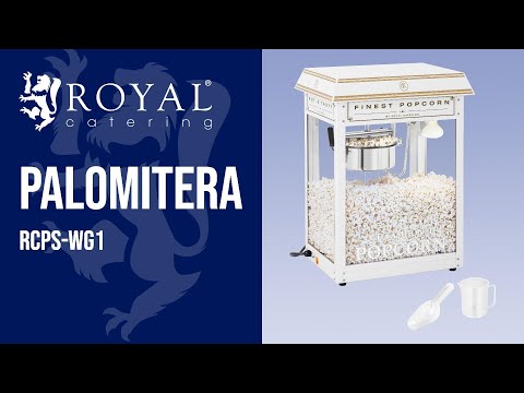 vídeo - Palomitera retro - estilo cine - blanca y dorada - 5 kg/h - 1500 W