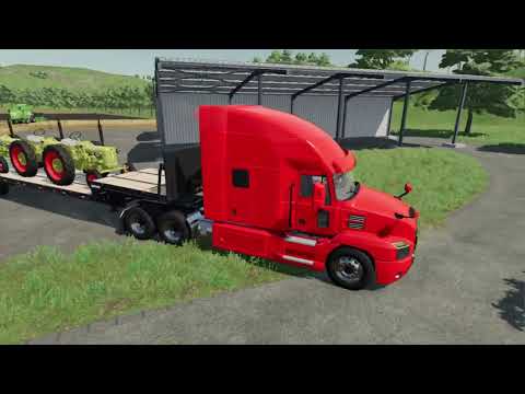 Colored tractors transportation on a trailer to a gas station! Farm Simulator 22!