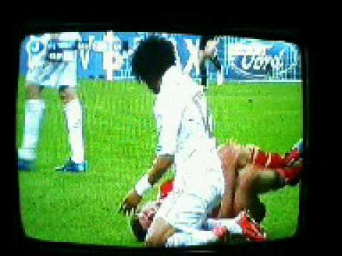 Marcelo Kicks Tomas Muller Bayren Munich vs Real Madrid 2-1 Champions League 2011 to 2012