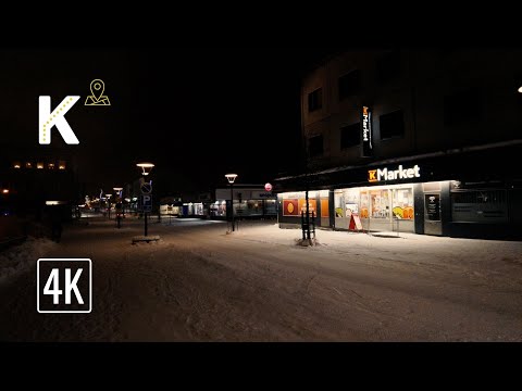 Snowy Walk in a Small Town in Finland | 4K Binaural