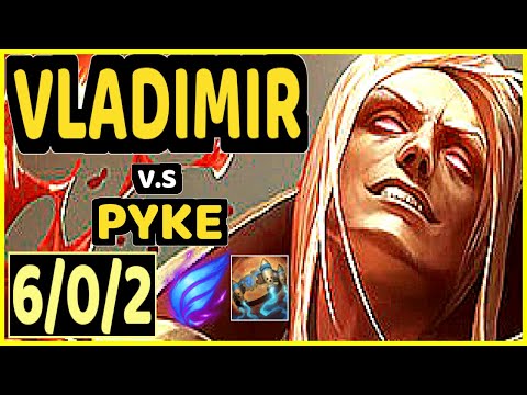 PEKIN WOOF (VLADIMIR) vs PYKE - 6/0/2 KDA MID GAMEPLAY - NA Ranked GRANDMASTER