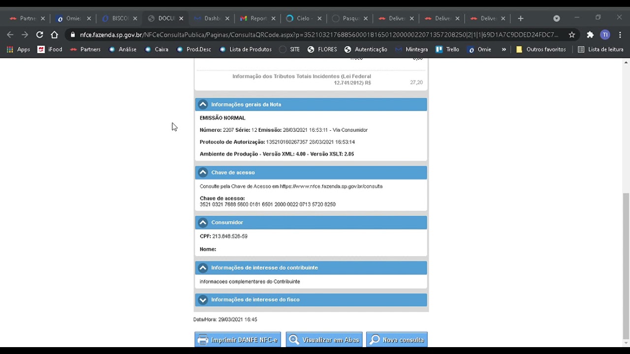 Gerar PDF do cupom fiscal no OMIE