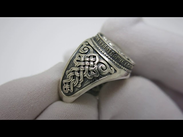 Мужское серебряное кольцо "Николай Угодник" 2100573 Видеообзор