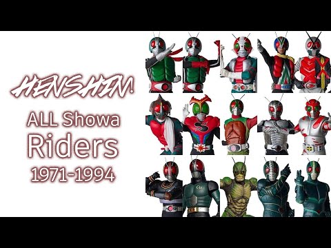 All Showa Kamen Riders Henshin (1971-1994)